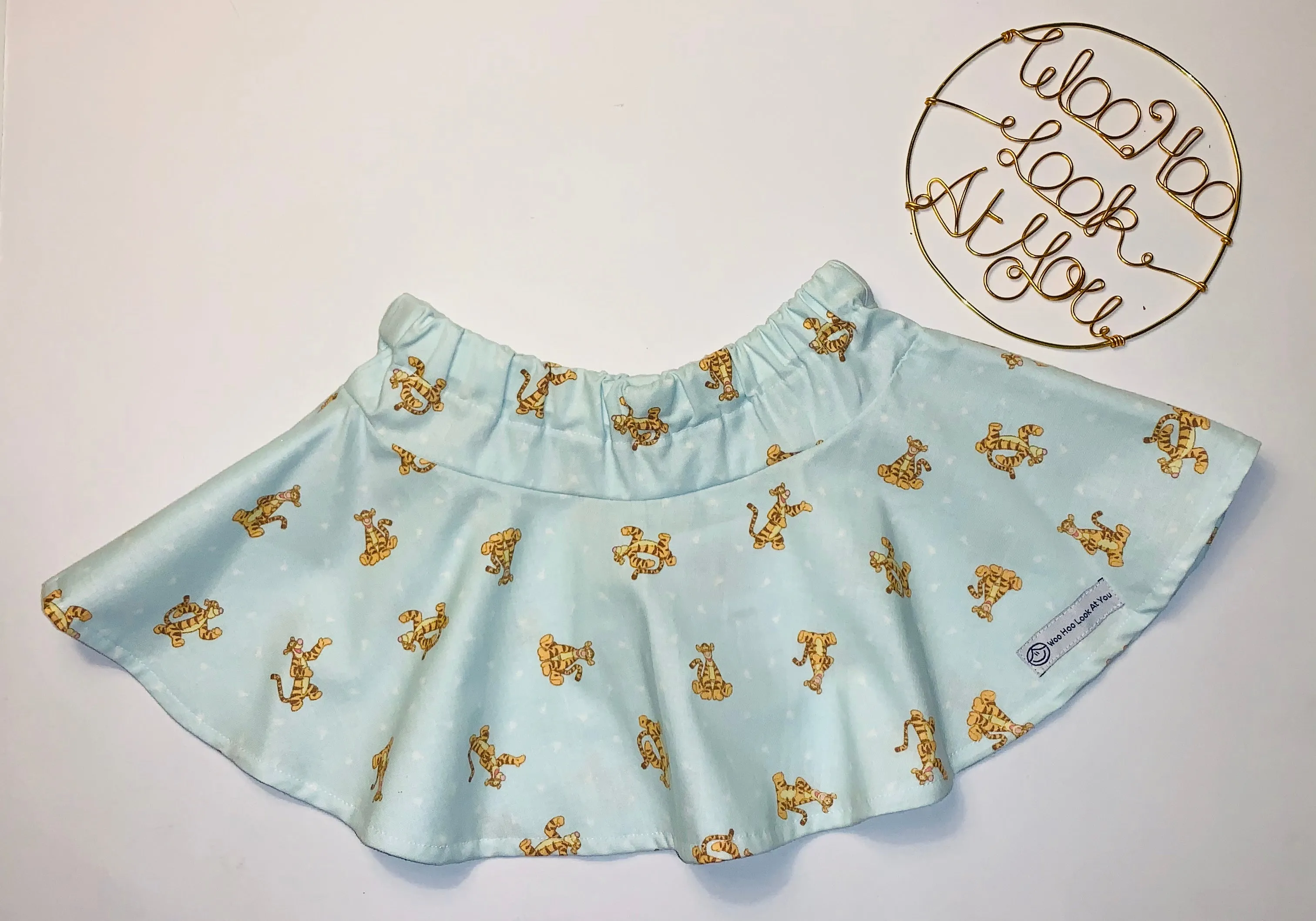 2 Piece Set - Skirt & Slip Ons - Tigers on Light Blue