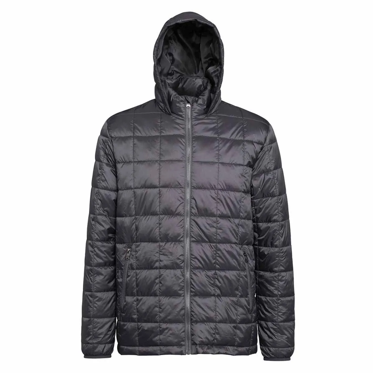 2786 Mens Box Quilt Hooded Zip Up Jacket