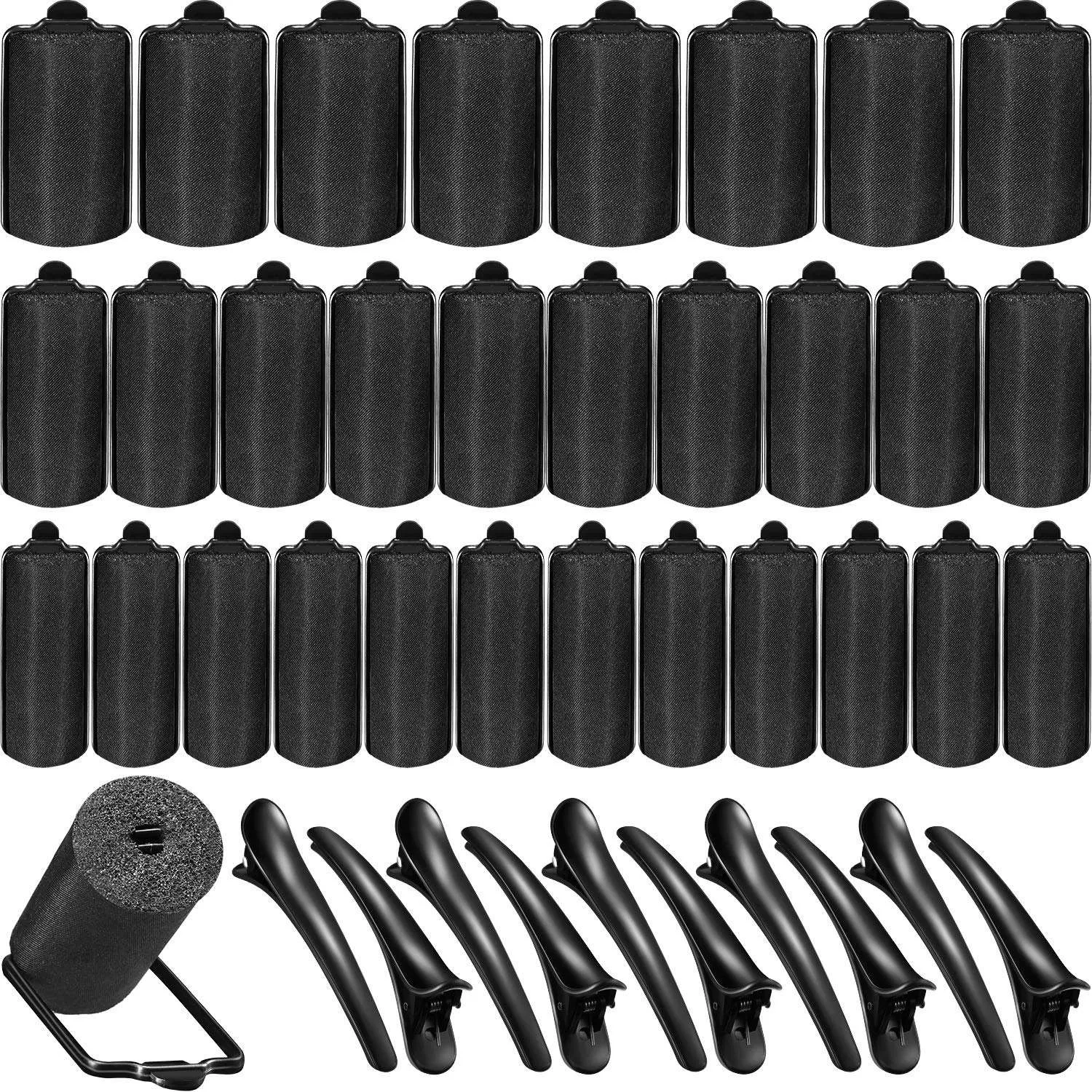 40 Pieces Sponge Hair Rollers Set (Black, Multi-Size)