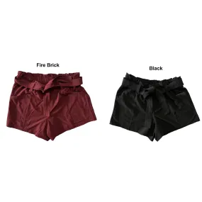 90 Degrees Women's Pull-On Paperbag Tie Waistband Shorts