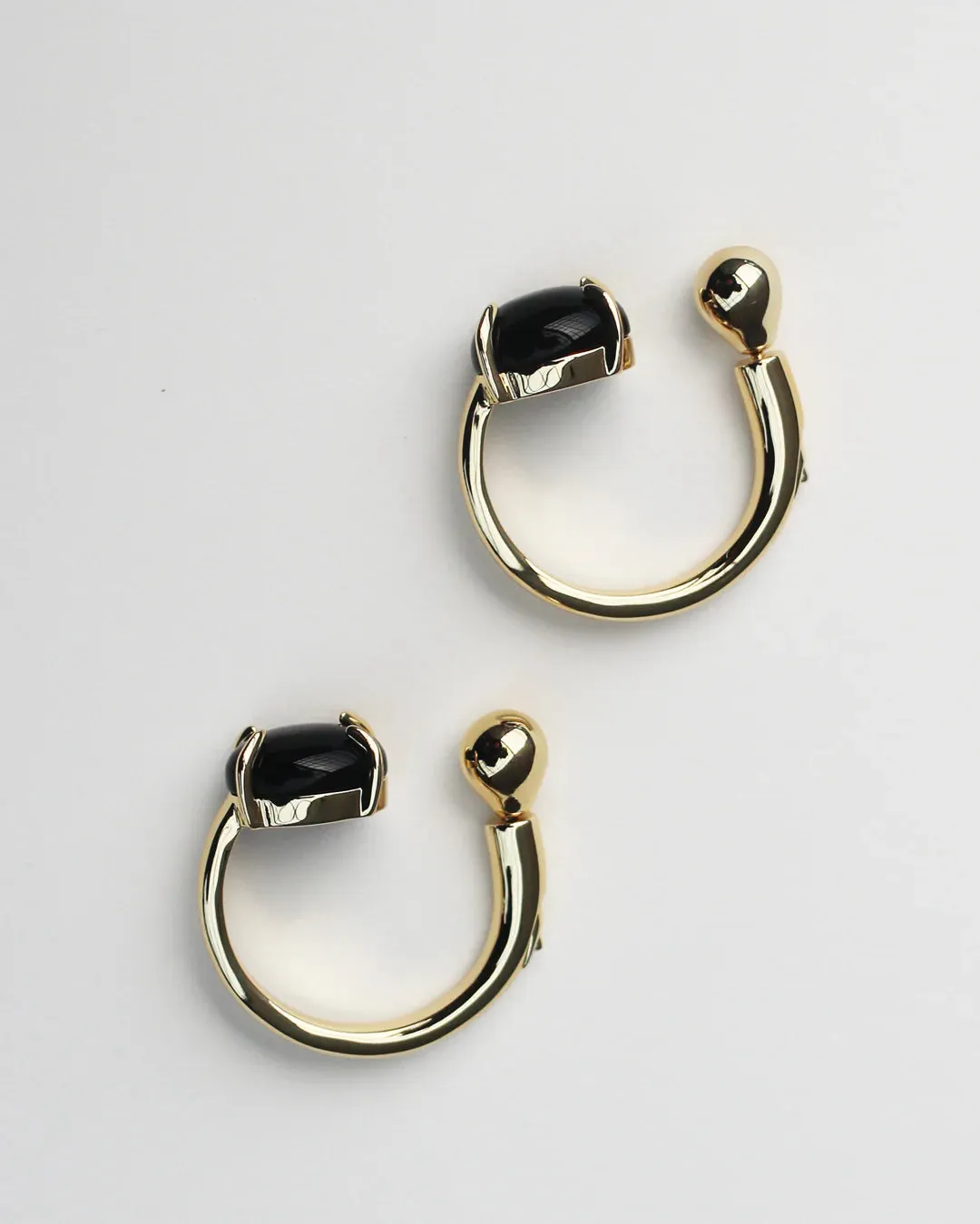 Accord Punk Earrings - Brass   18k Gold   Onyx