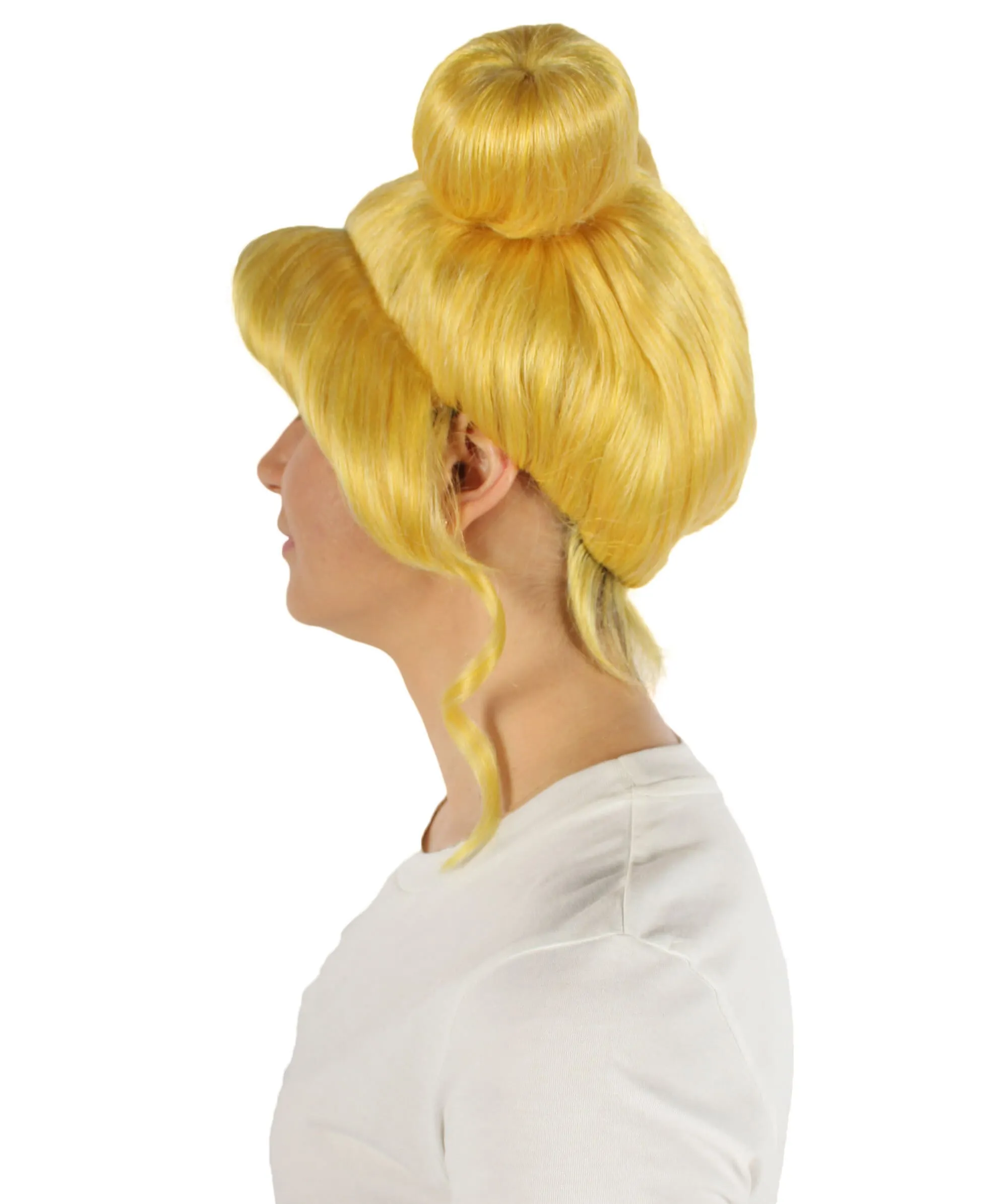 Adult Unisex Anime Yellow-blonde Wig with Buns, Perfect for Halloween, Flame-retardant Synthetic Fiber