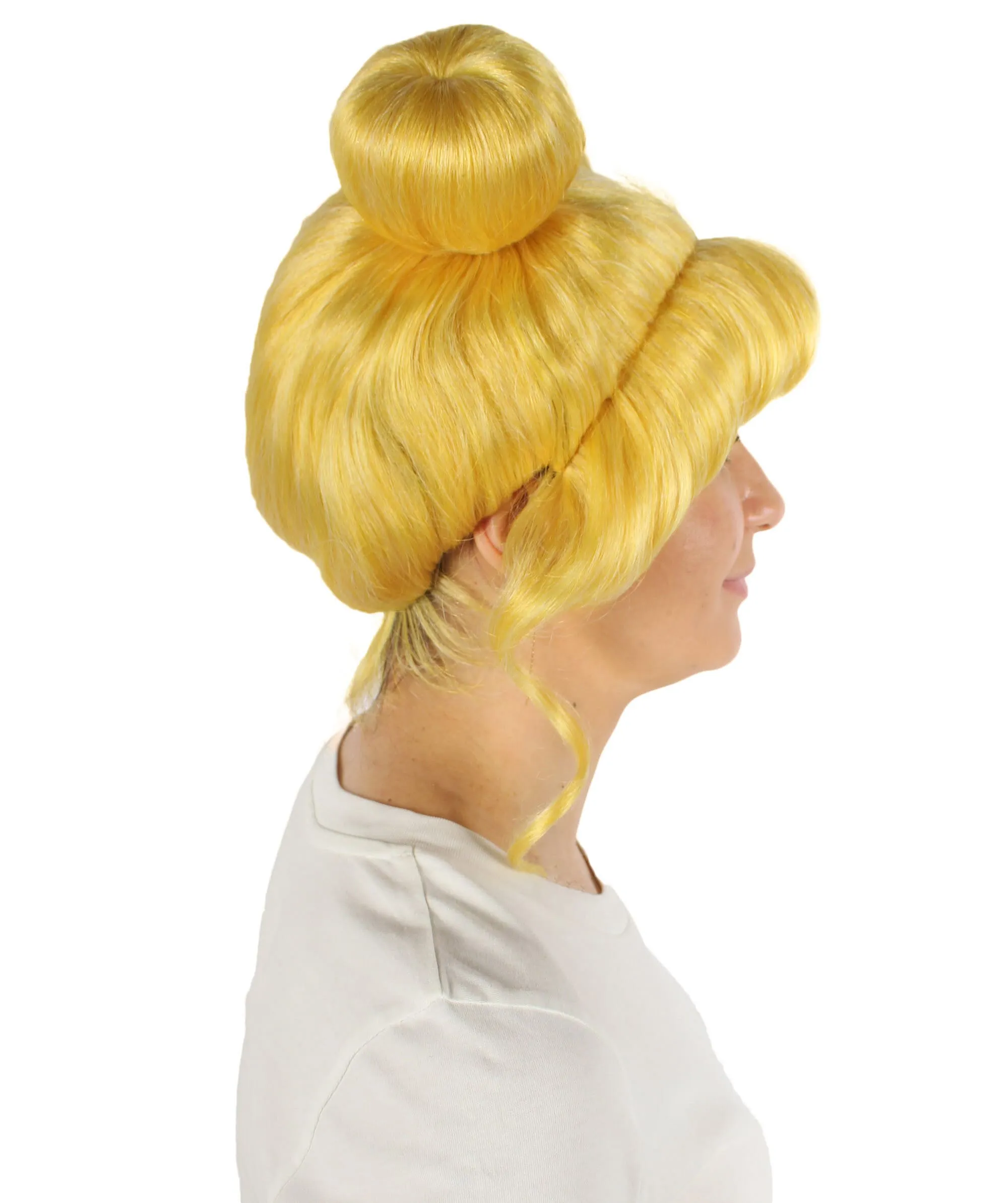 Adult Unisex Anime Yellow-blonde Wig with Buns, Perfect for Halloween, Flame-retardant Synthetic Fiber