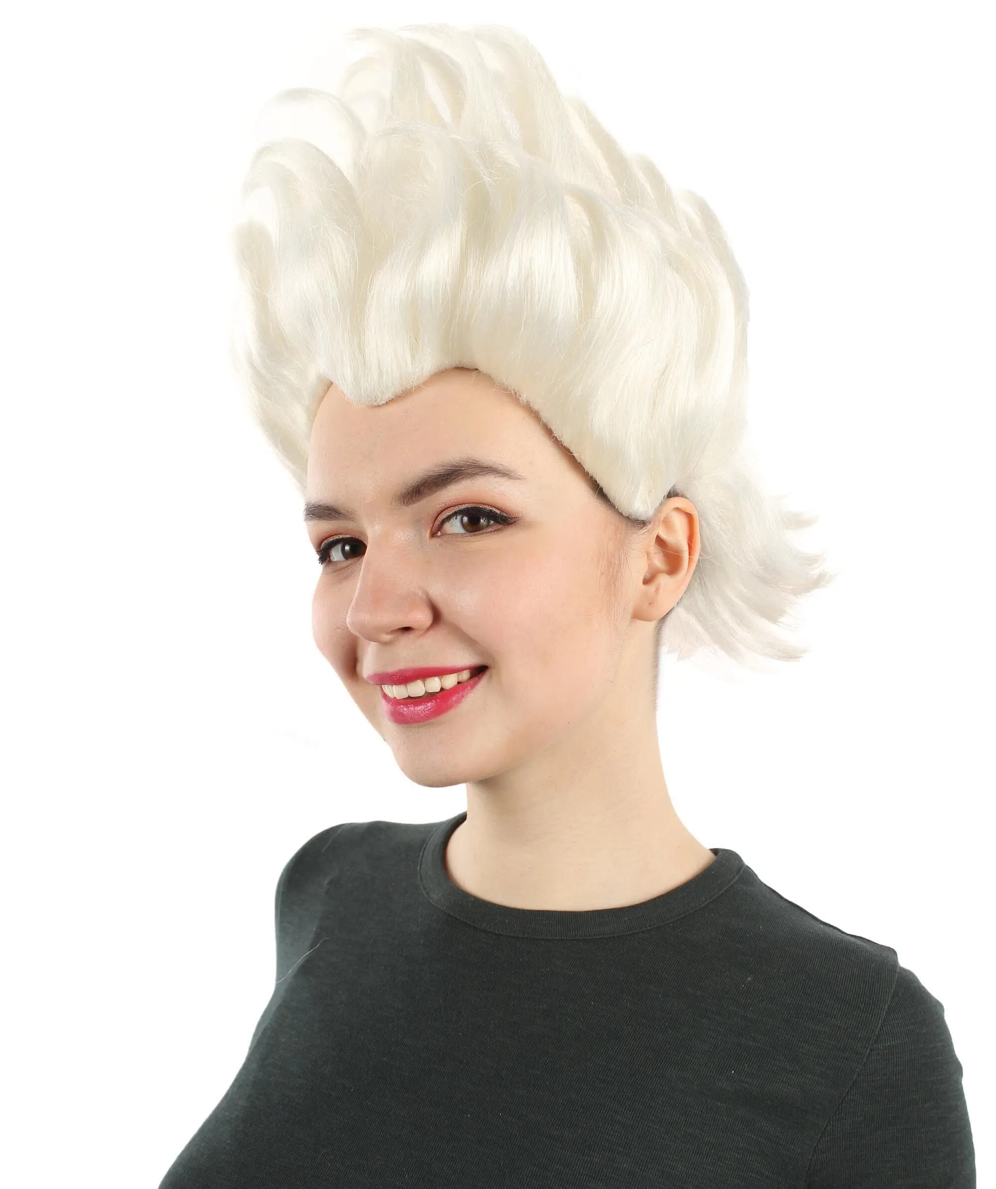 Adult Women’s Animated Sea Movie Villain Short White Wig | Perfect for Halloween | Flame-retardant Synthetic Fiber