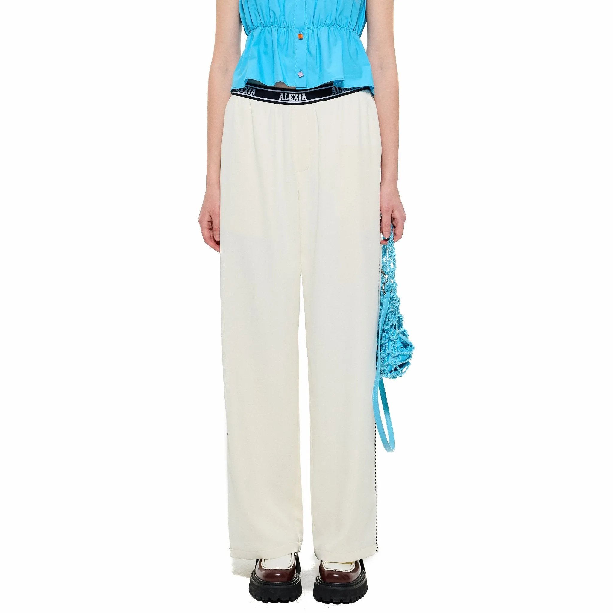 Alexia High-Waist Wide-Leg Trousers in White