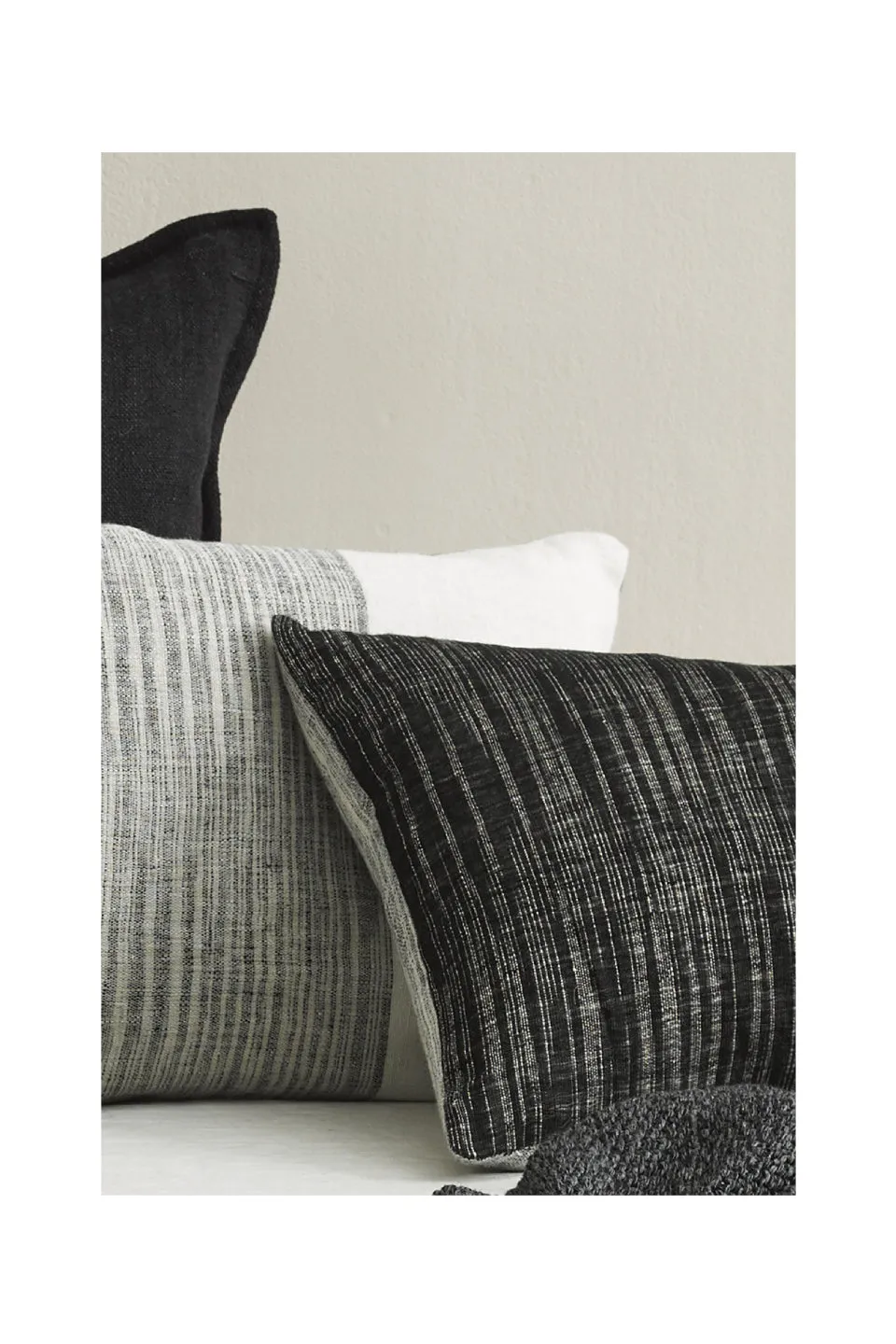 Anderson Linen Black White   Grey Feather Inner EOL 45x55cm Rectangle Cushion