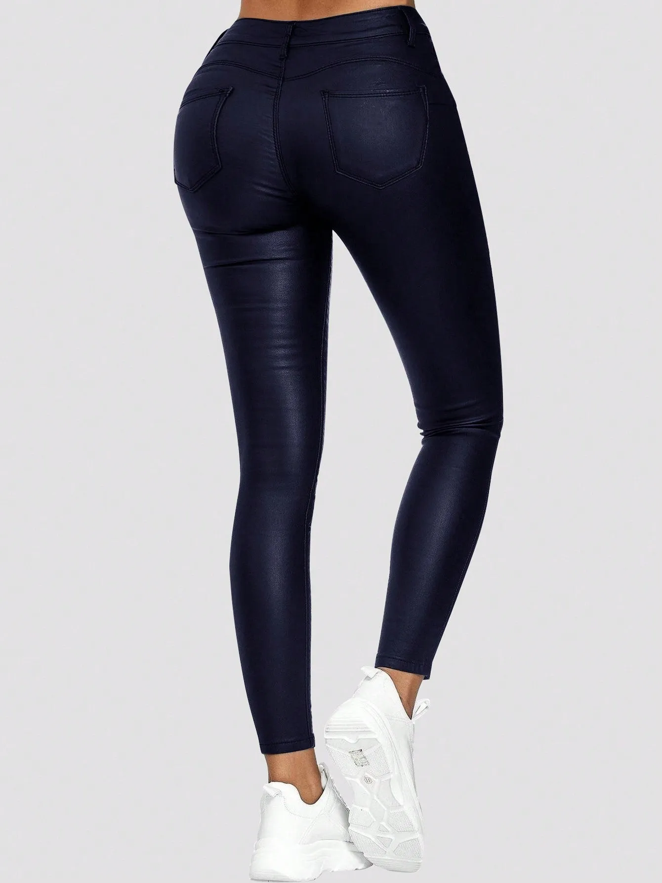 Apperloth A High Waist PU Leather Skinny Pants