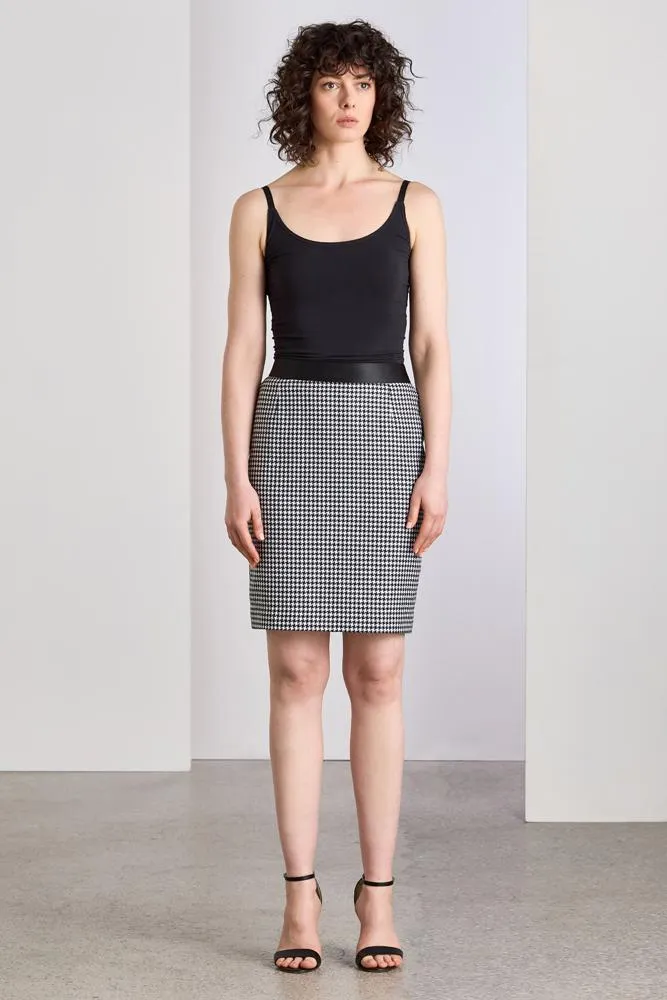 Aria Skirt - Black and White Houndstooth Contrast