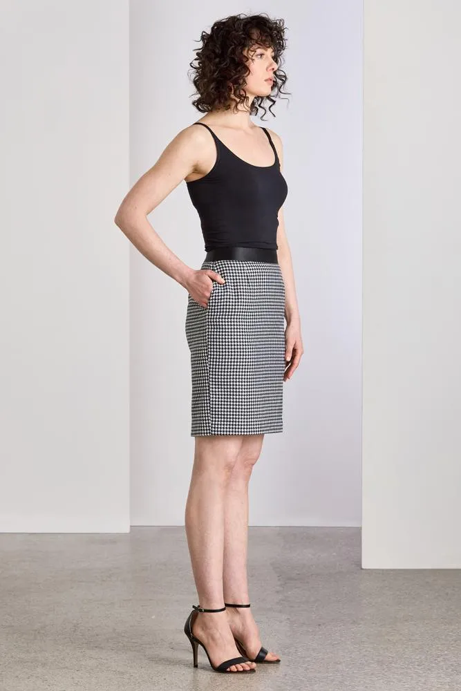 Aria Skirt - Black and White Houndstooth Contrast