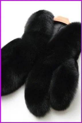 Black Fox Fur Gilet 45CM DO1543