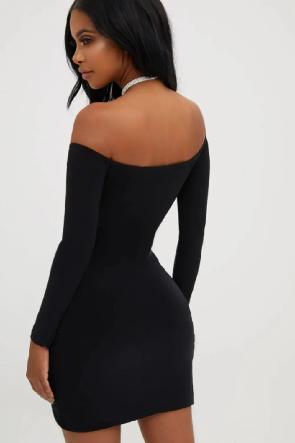 Black Off Shoulder Mini Dress