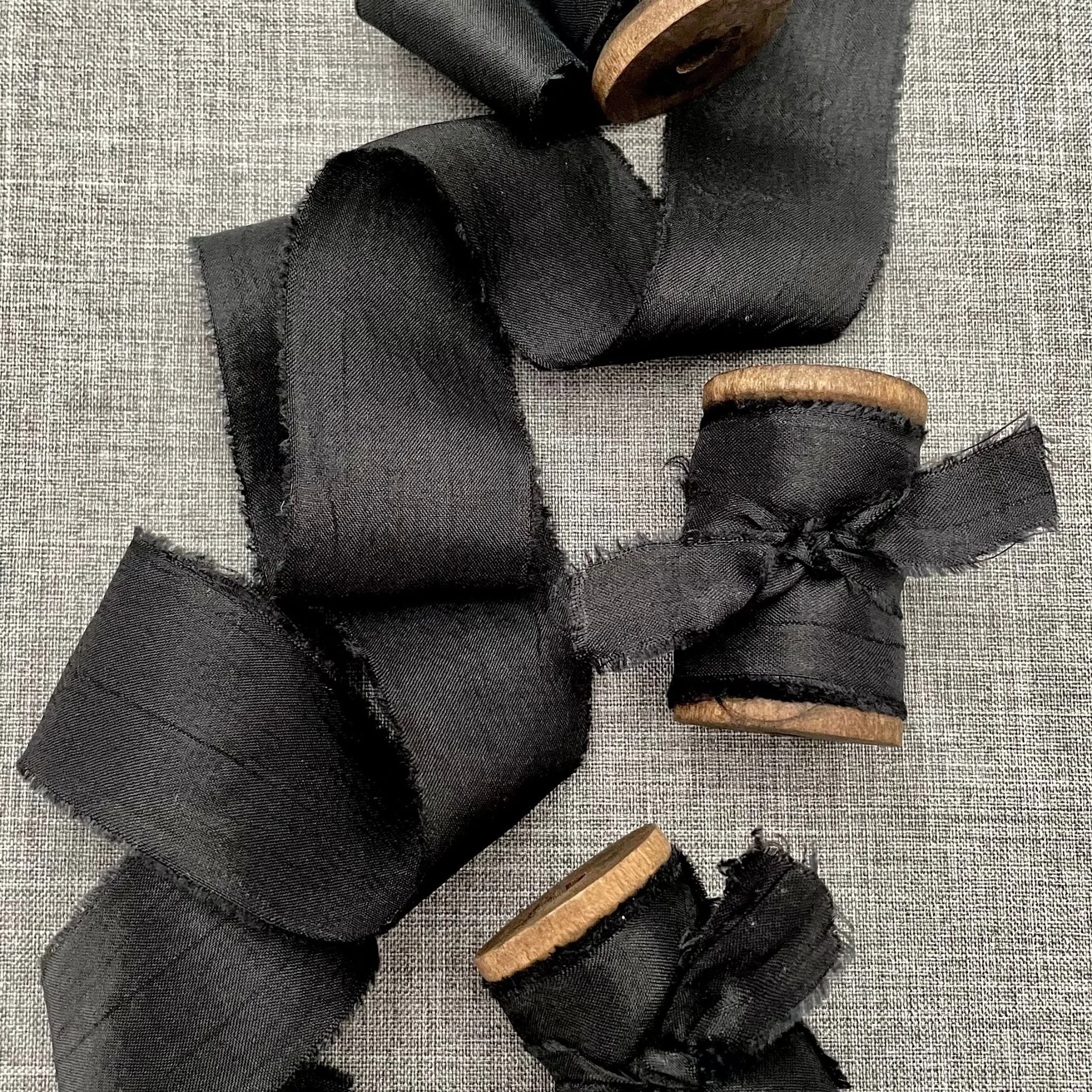 Black Silk Raw Edge Ribbon