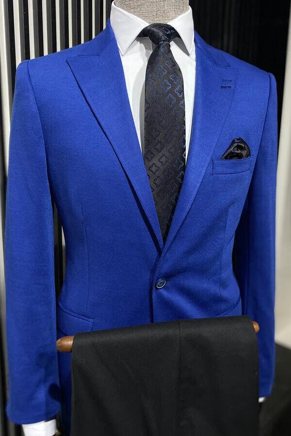 Blue Plain Men Jacket - Wessi