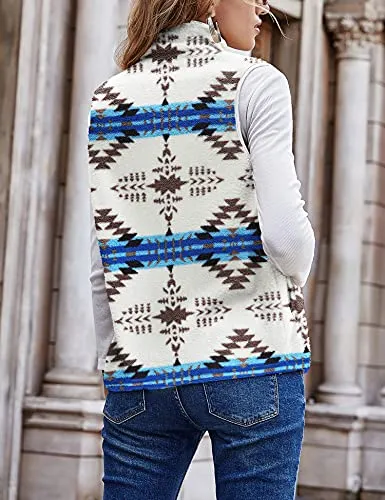 Blue Skies Aztec Sherpa Fleece Vest