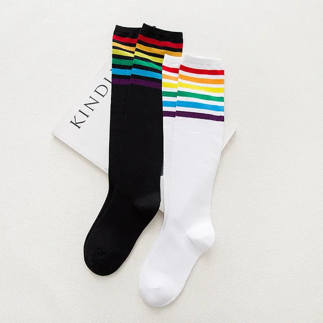 Calf socks stripe movement and knee high hose