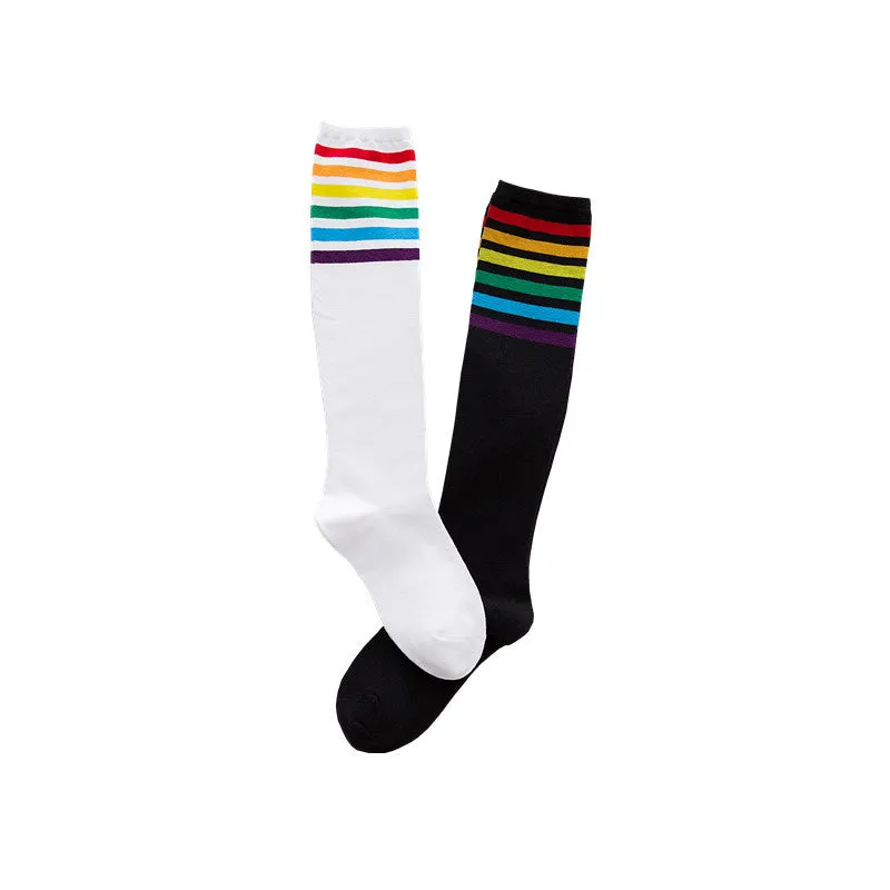 Calf socks stripe movement and knee high hose