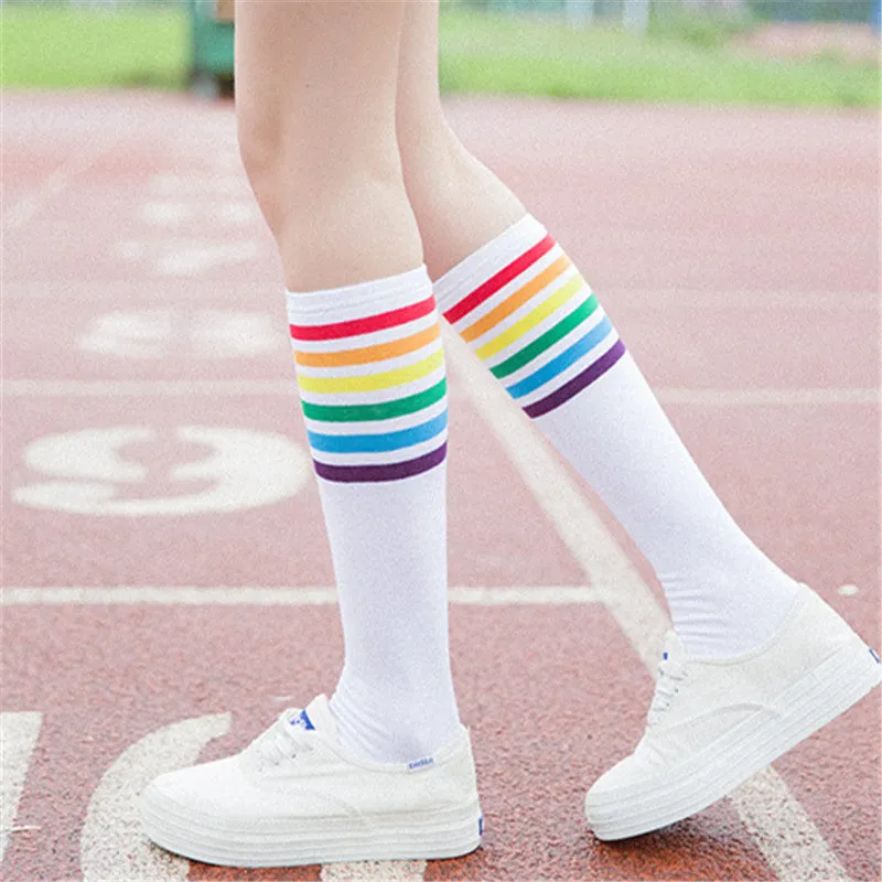 Calf socks stripe movement and knee high hose