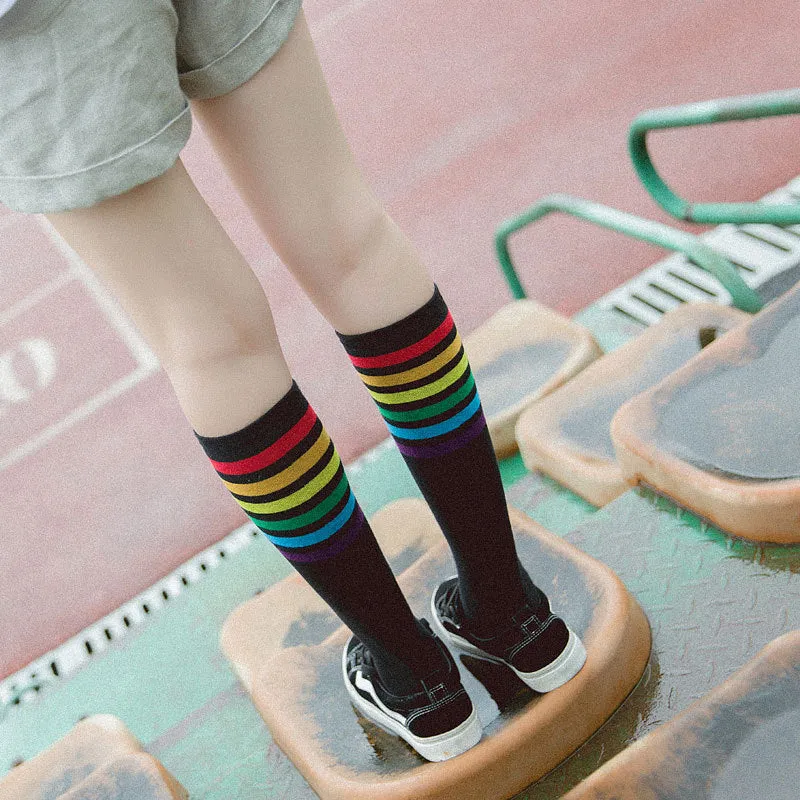 Calf socks stripe movement and knee high hose