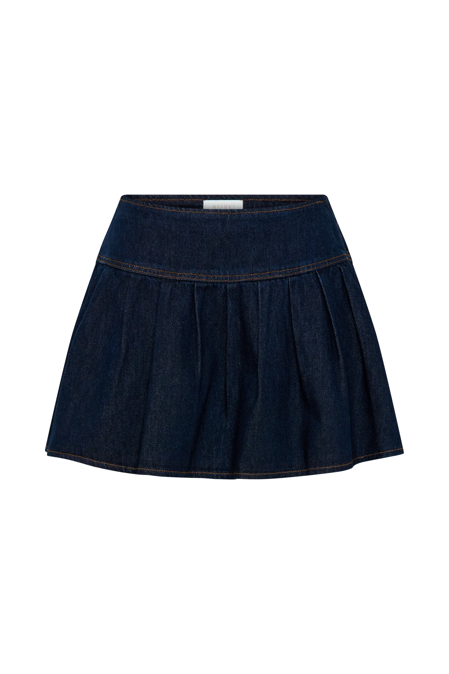 Candice Pleated Denim Mini Skirt - Indigo Blue