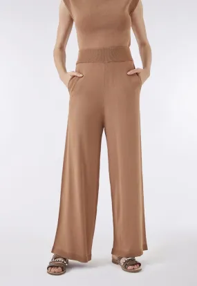 Choice High Waist Knit Palazzo Pants  Tobac