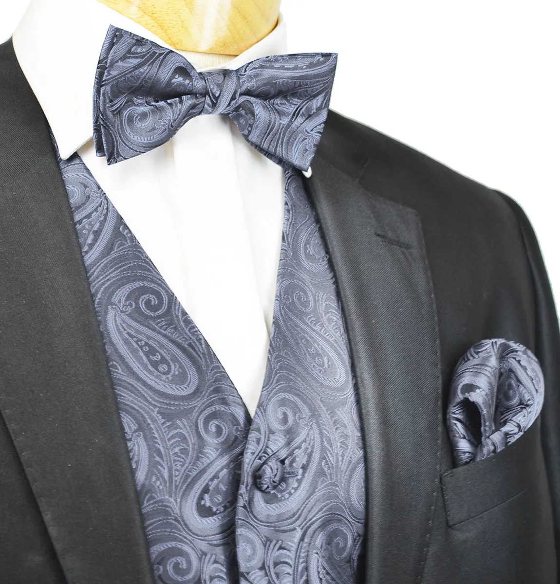 Classic Smoked Pearl Grey Paisley Tuxedo Vest Set