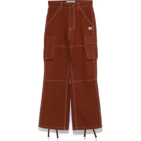 COLOR STITCHING HIGH WAIST CARGO PANTS L