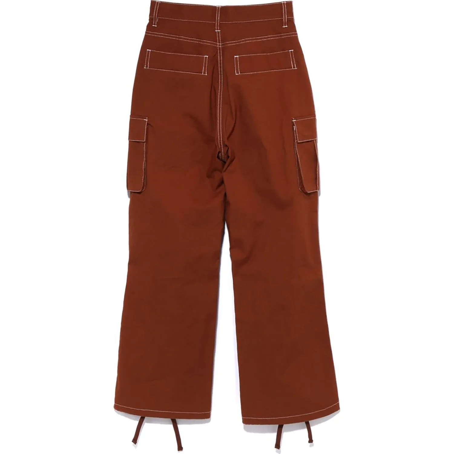 COLOR STITCHING HIGH WAIST CARGO PANTS L