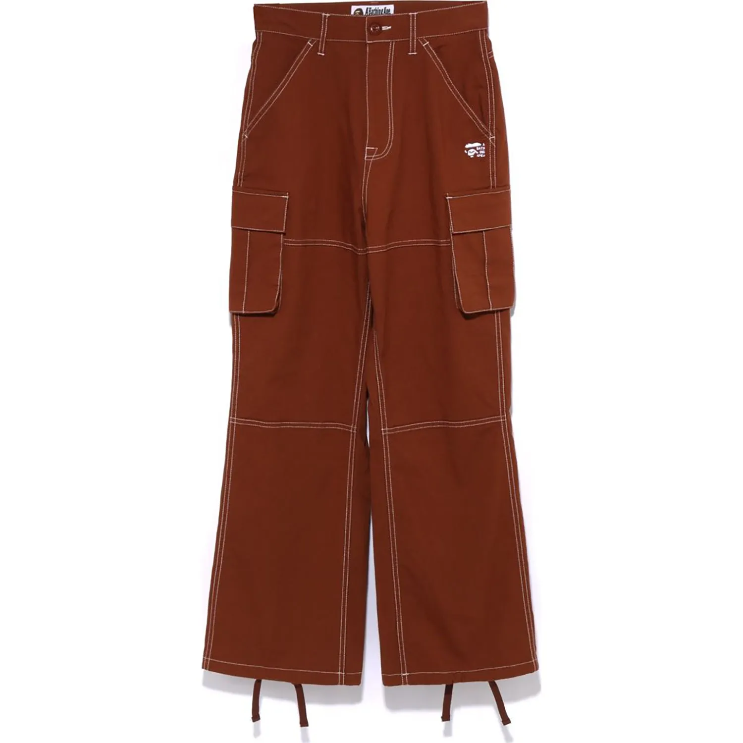 COLOR STITCHING HIGH WAIST CARGO PANTS L