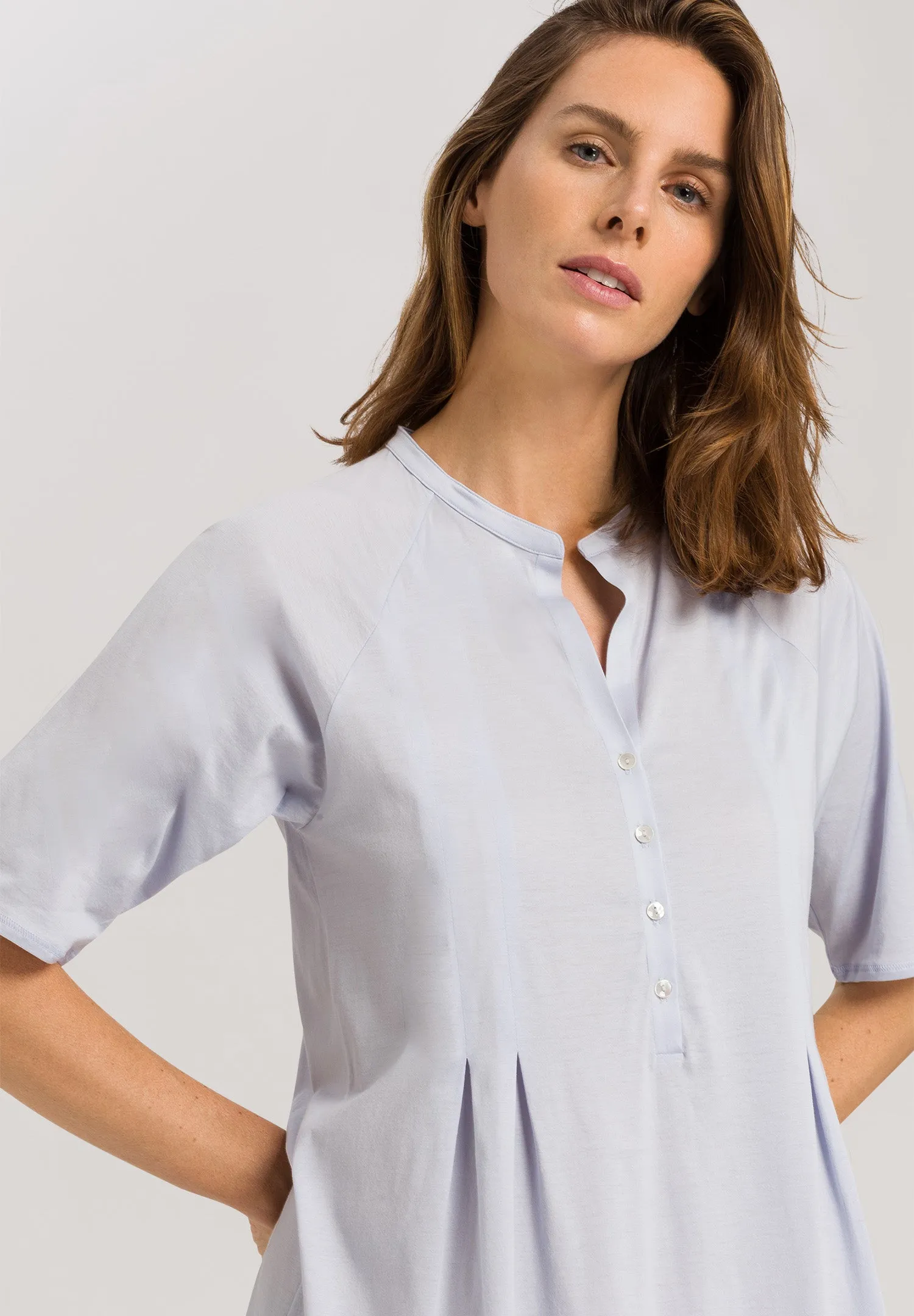 Cotton Deluxe Button Front Cotton Sleep Shirt | Blue Glow 77954-511