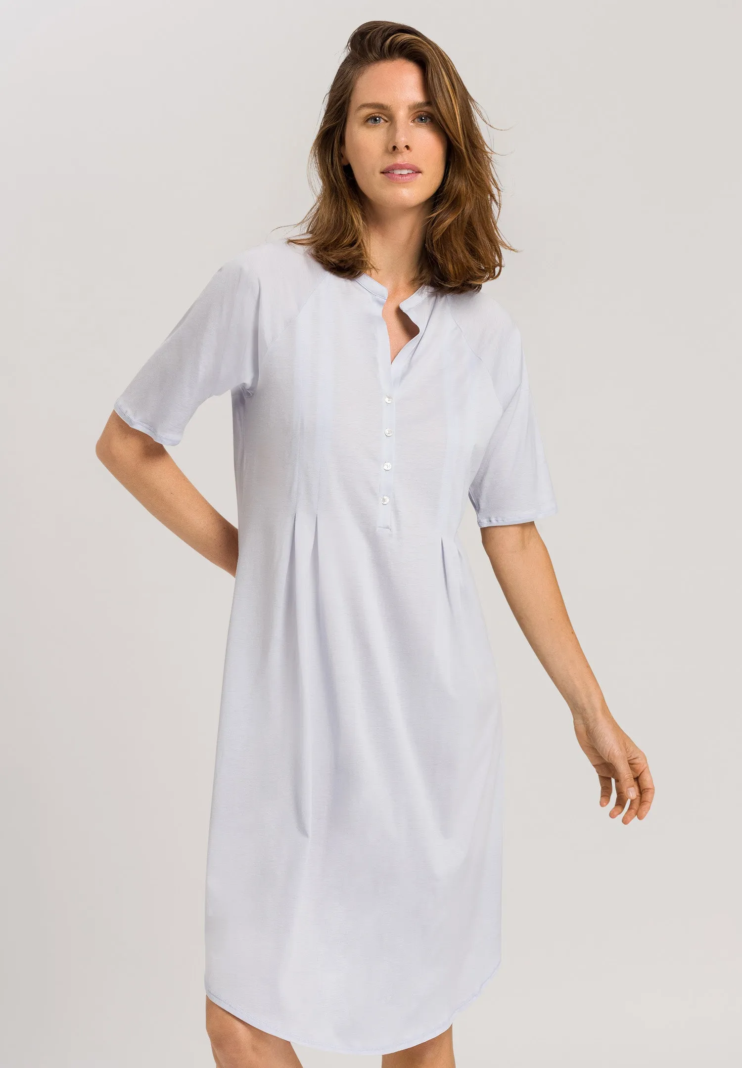 Cotton Deluxe Button Front Cotton Sleep Shirt | Blue Glow 77954-511