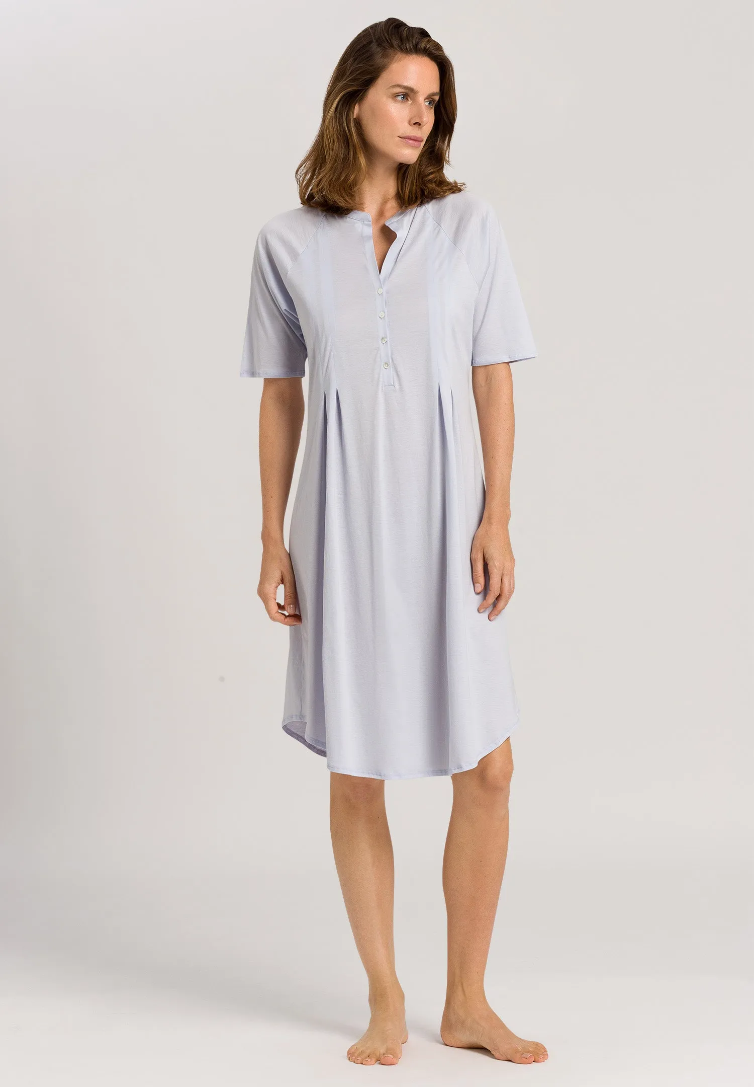 Cotton Deluxe Button Front Cotton Sleep Shirt | Blue Glow 77954-511