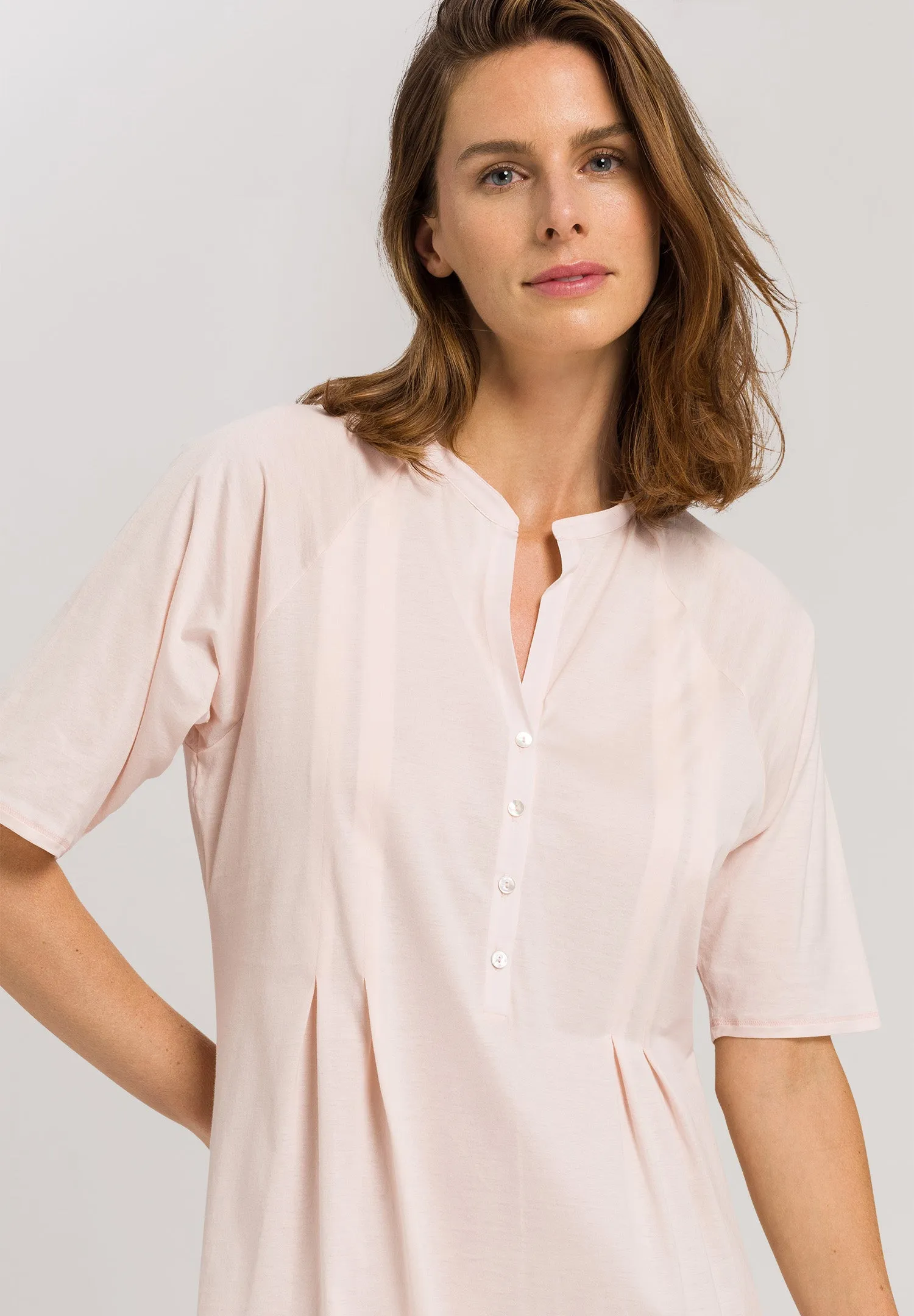 Cotton Deluxe Button Front Cotton Sleep Shirt | Crystal Pink 77954-1334