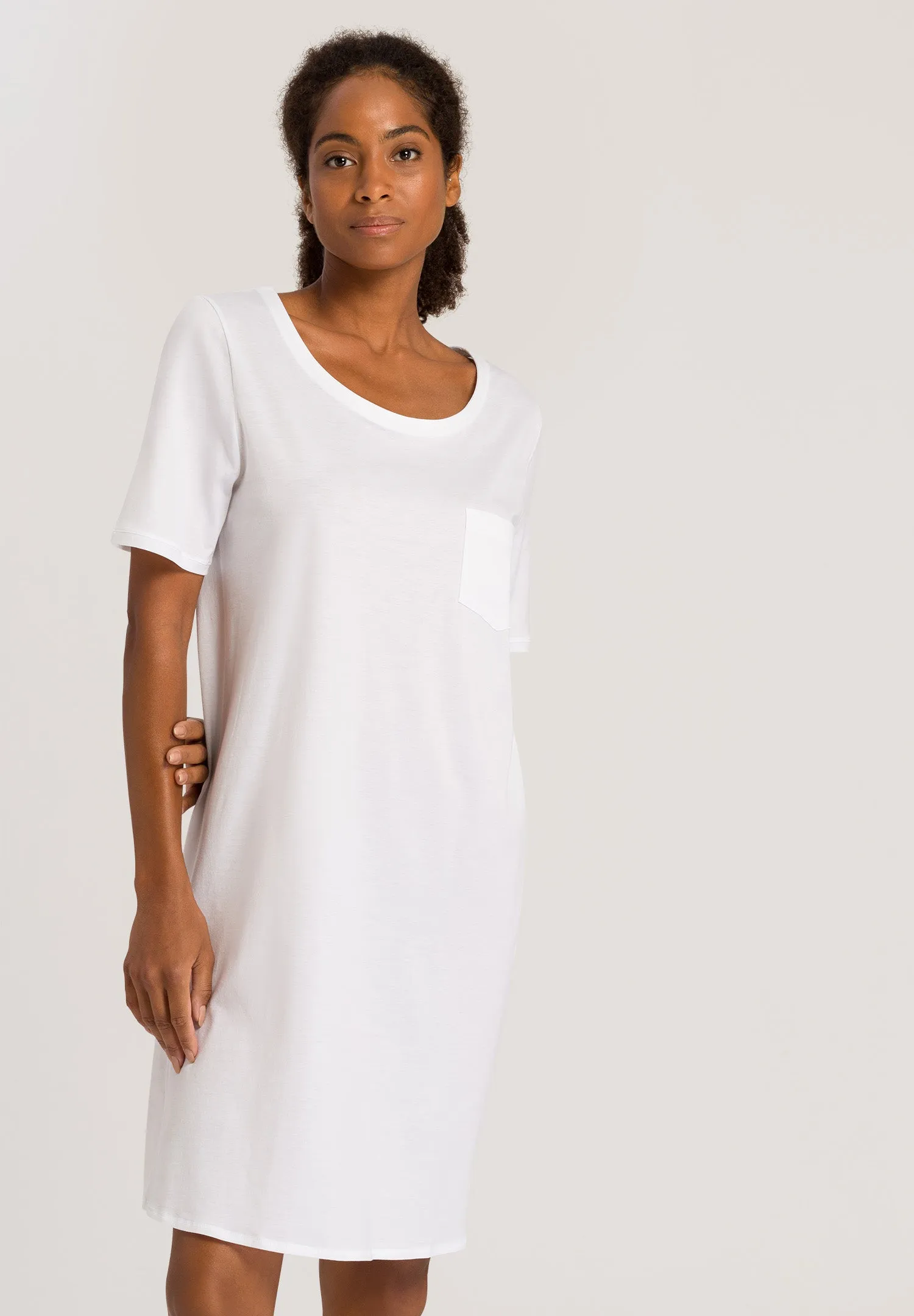 Cotton Deluxe Round Neck Cotton Nightgown | White 77953-101