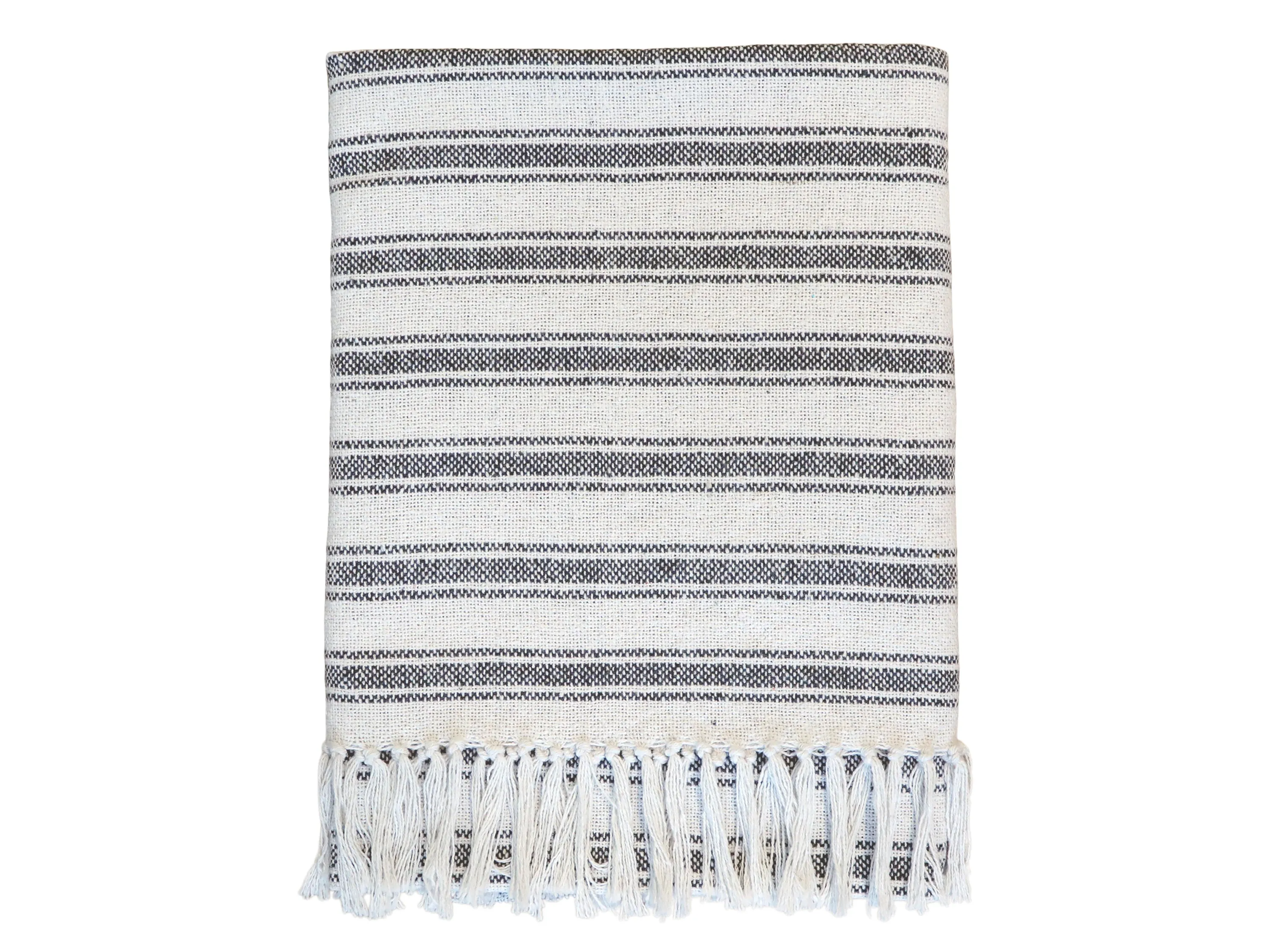 Cotton Throw - Coal Grain Sack Stripes