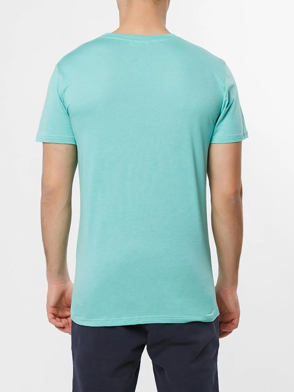 Crew Neck Modal-Blend Pocket T-shirt Turquoise