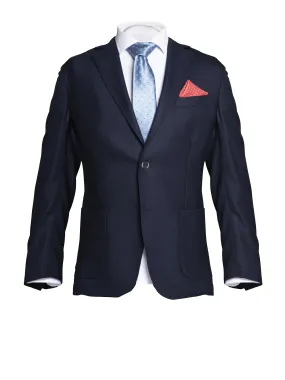 Dark Blue "Nido D'ape" Cool Wool Blazer by Campore