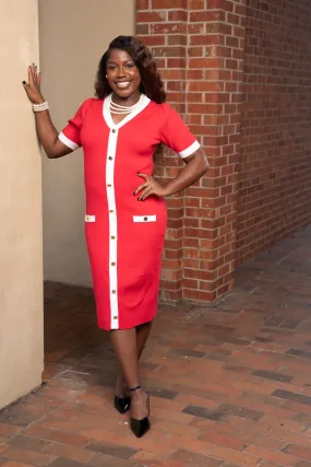 DST Red and White Dress