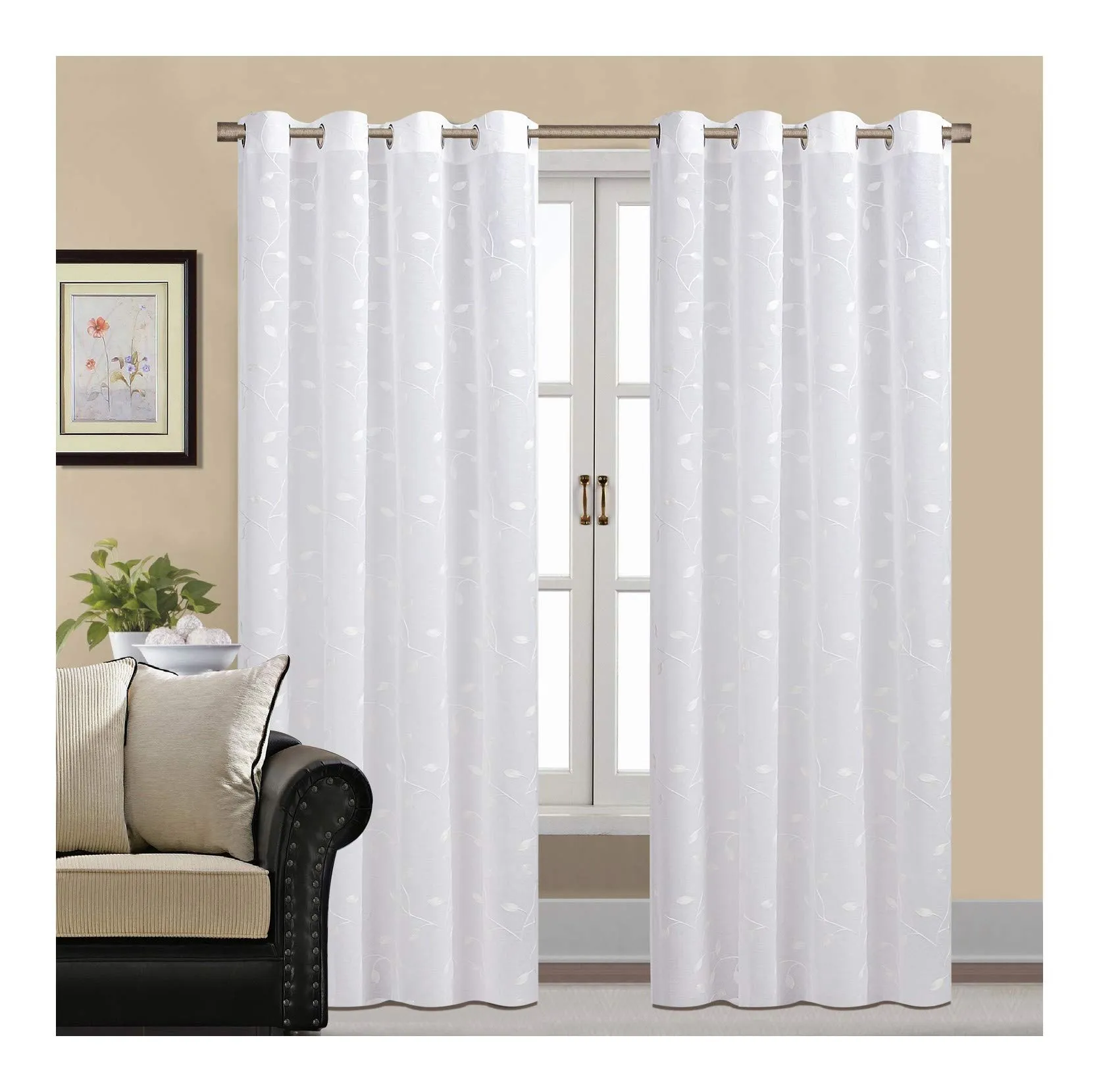 Embroidered Doli Sheer Curtain One Panel with Grommets