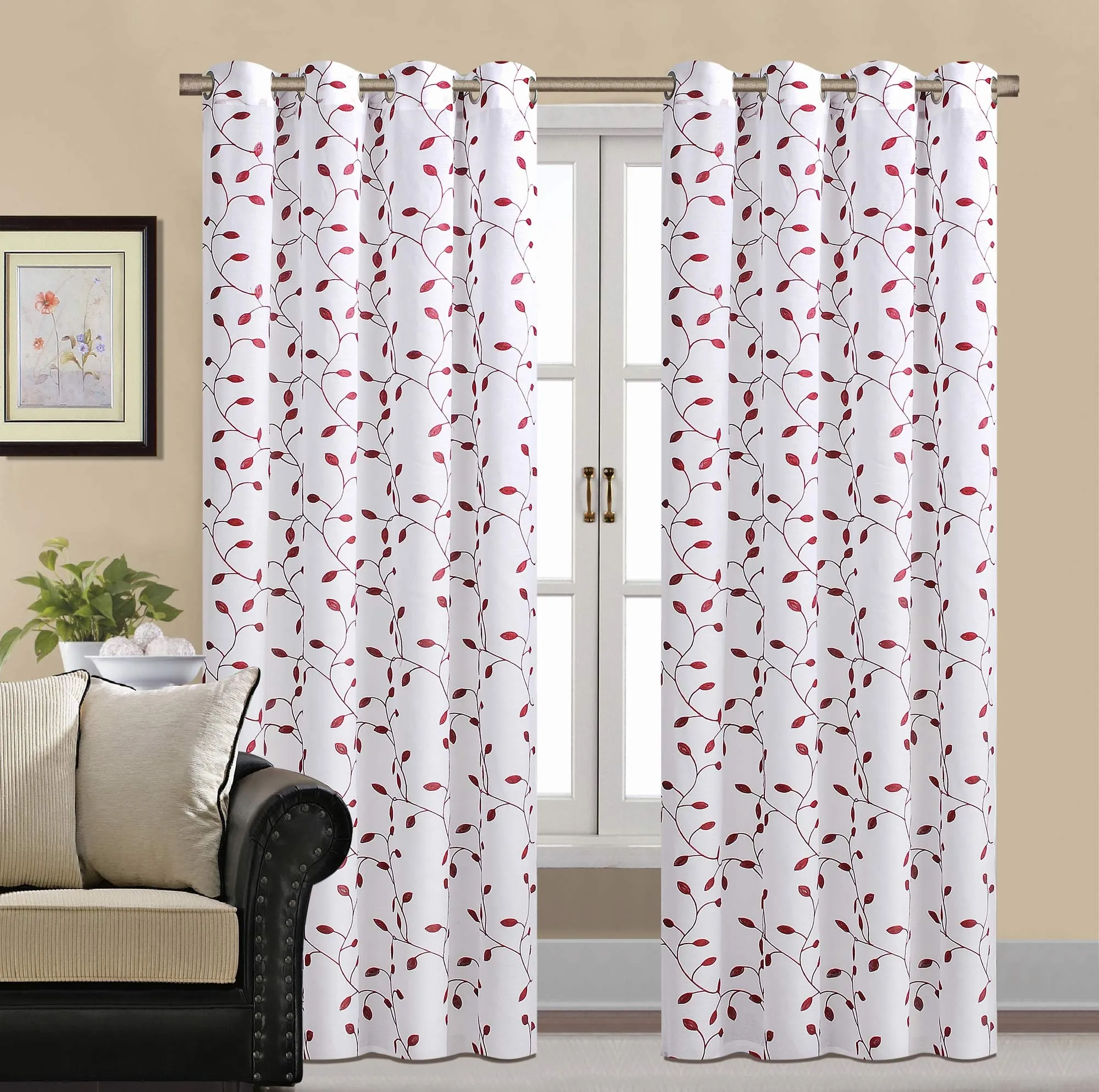 Embroidered Doli Sheer Curtain One Panel with Grommets