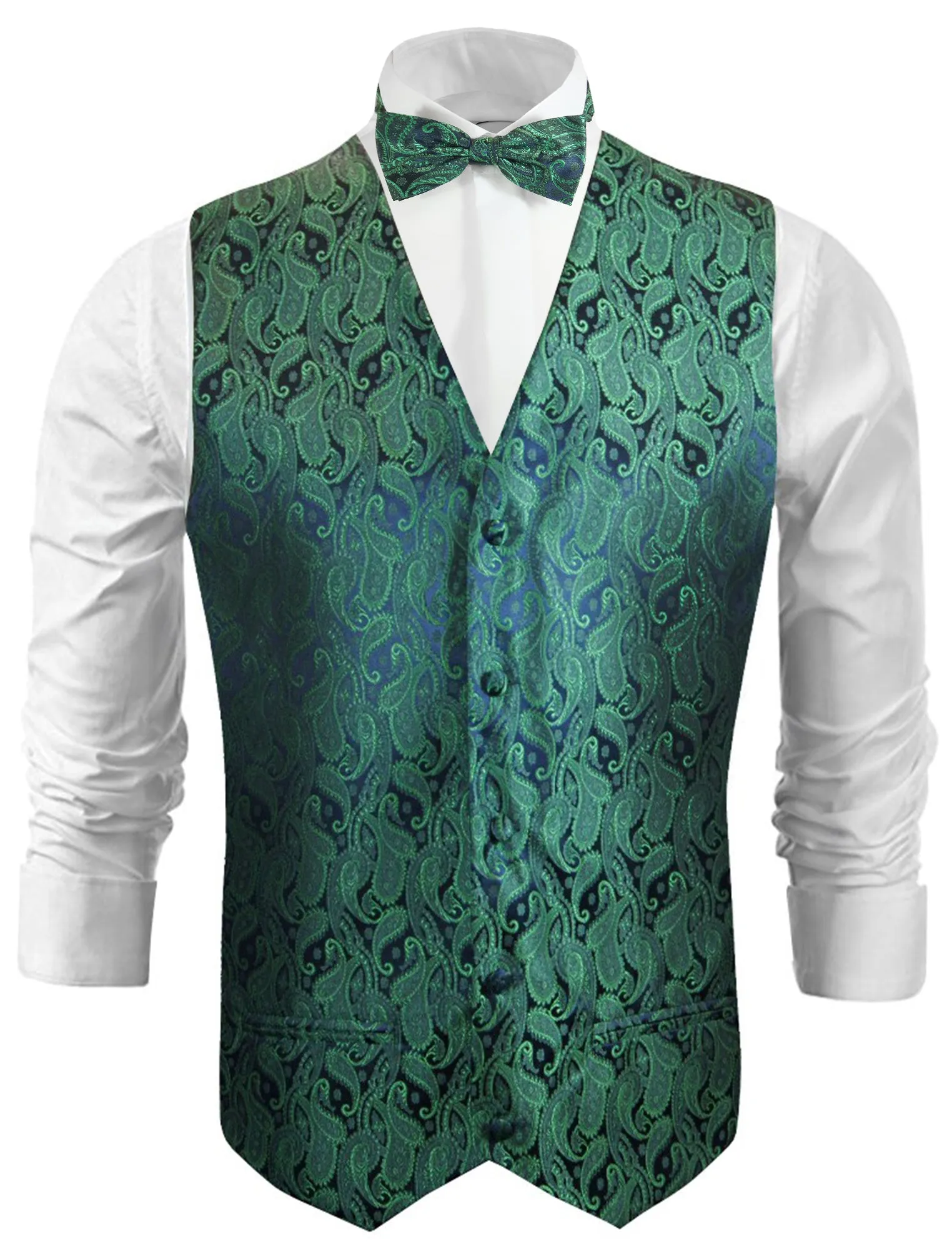 Emerald Paisley Tuxedo Vest Set