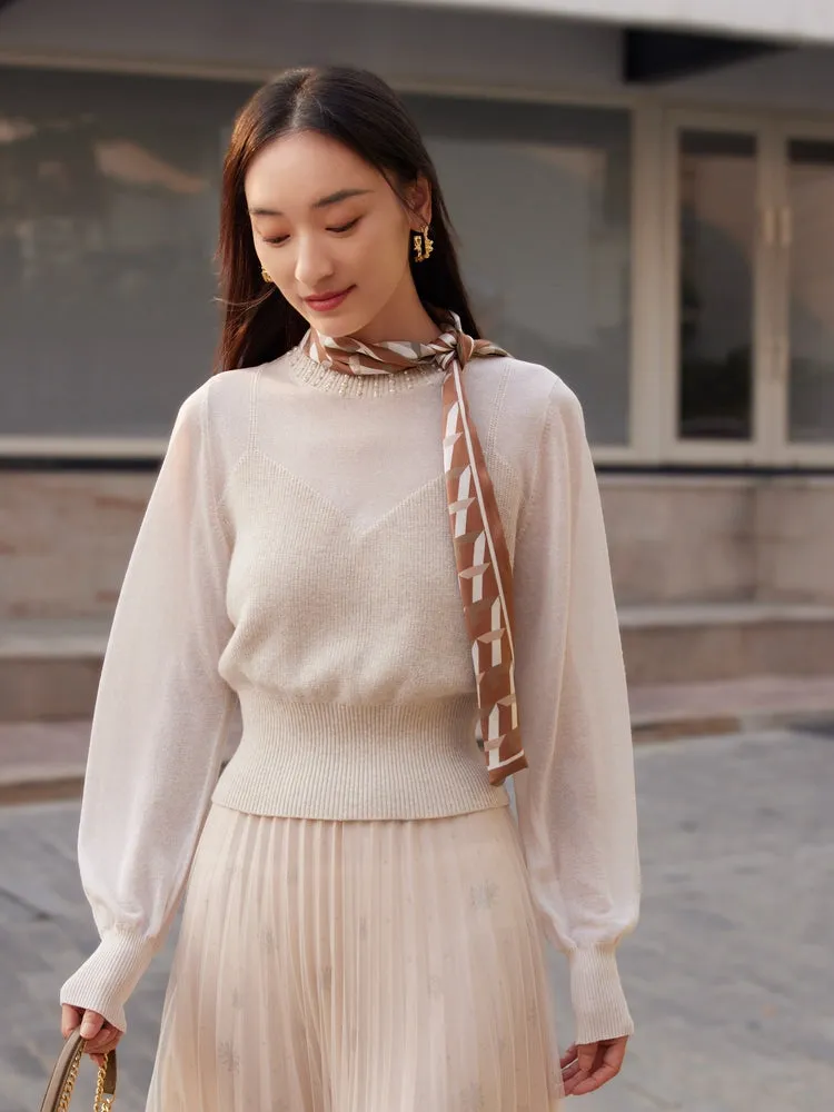 EP YAYING Beaded Cashmere Knitted Sweater