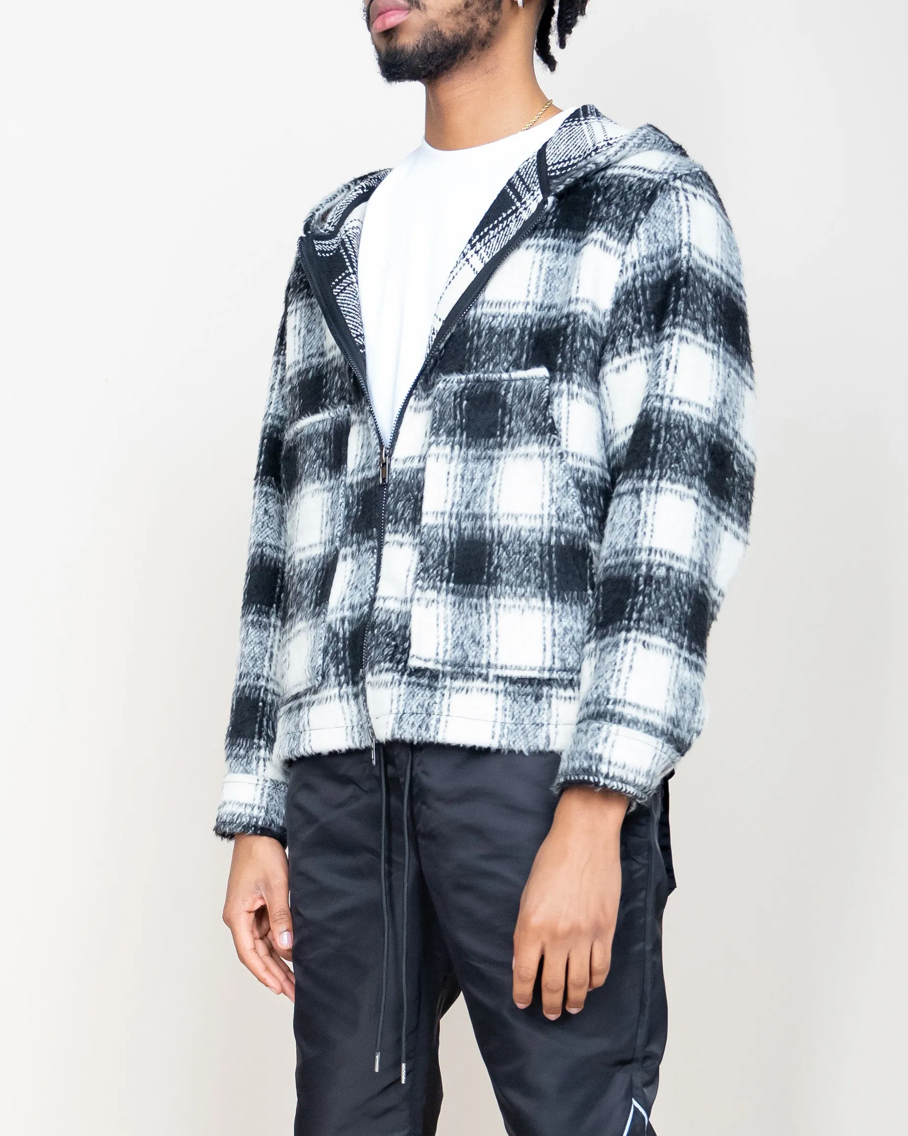 EPTM MOHAIR FLANNEL JACKET-BLACK/WHITE