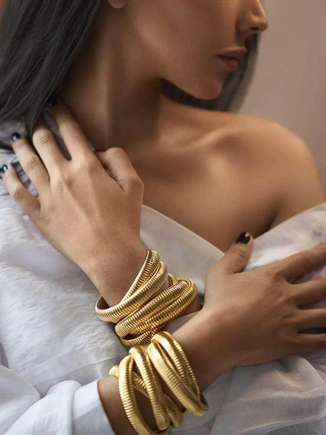 Erica J Fernandes In Triple Layer Wrap Stretchable Bracelet