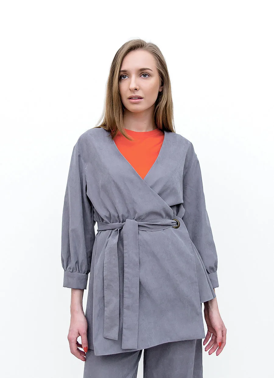 f by Faina Grey Wrap Blazer