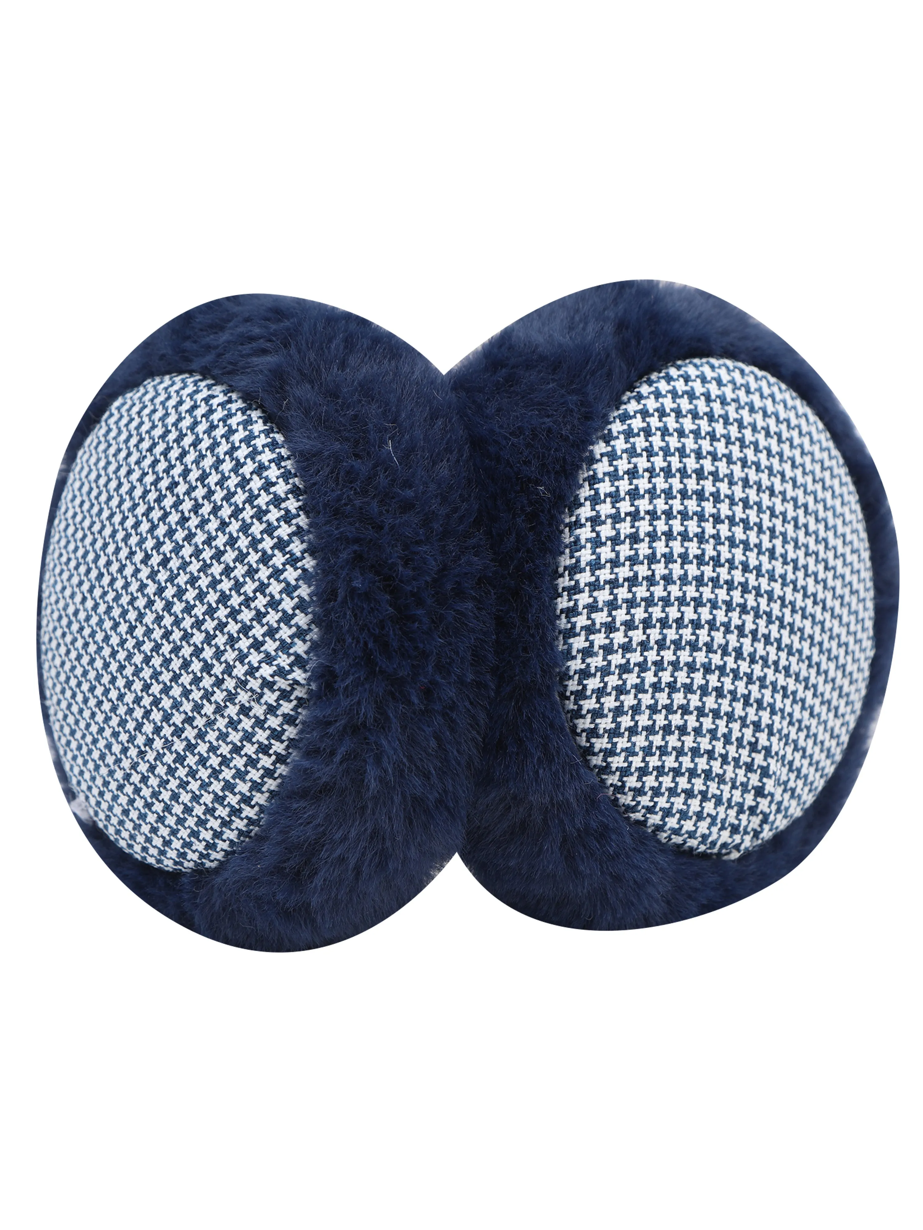 Fabseasons Checkered Blue Winter Ear Muffs for All Ages: Keep Warm Outdoors