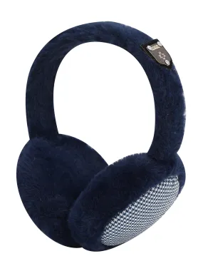 Fabseasons Checkered Blue Winter Ear Muffs for All Ages: Keep Warm Outdoors