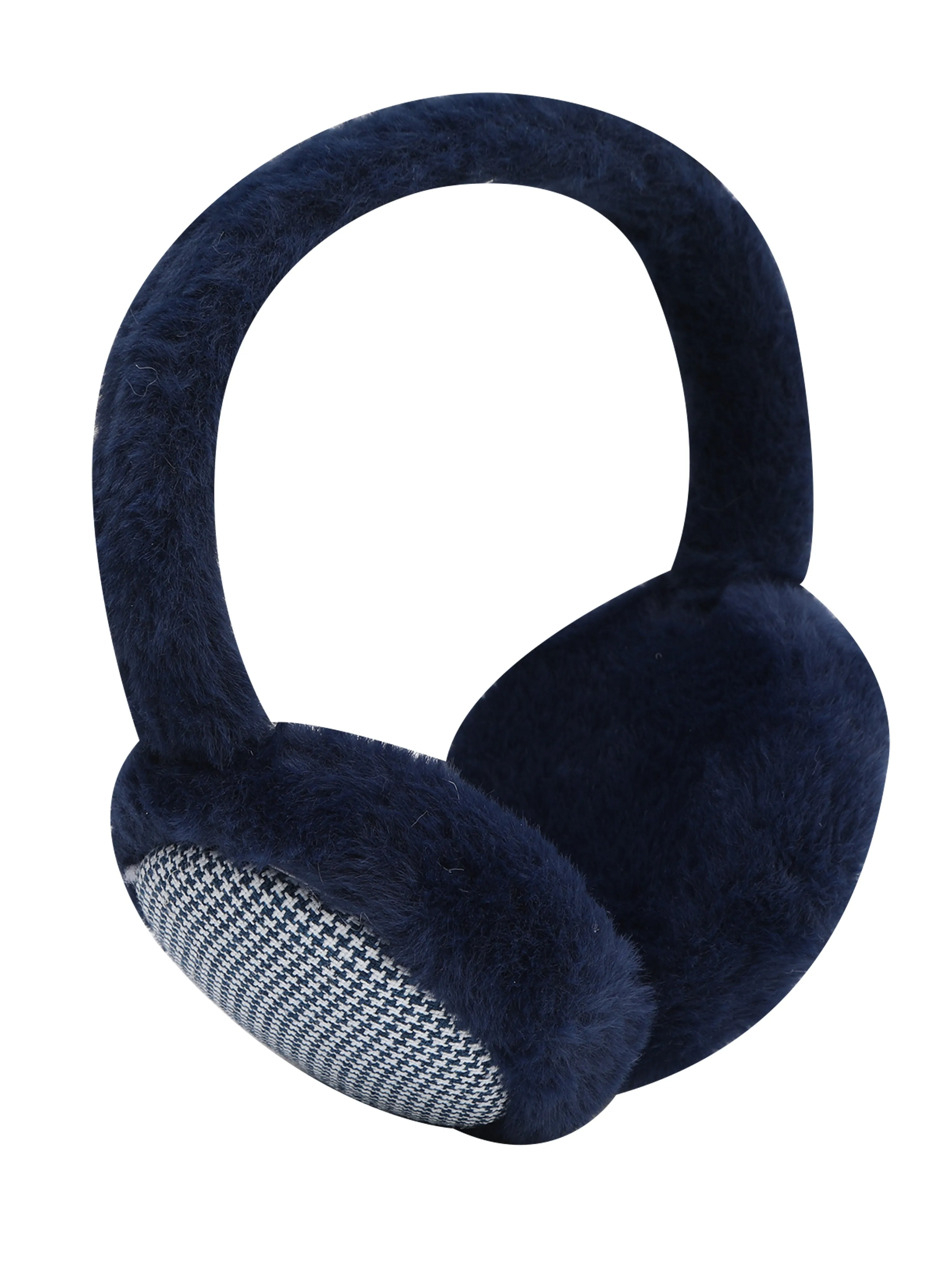 Fabseasons Checkered Blue Winter Ear Muffs for All Ages: Keep Warm Outdoors