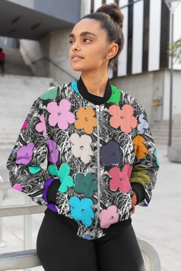 Fake Flower Female Bomber Jacket