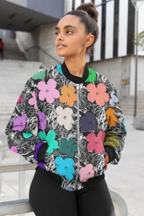 Fake Flower Female Bomber Jacket