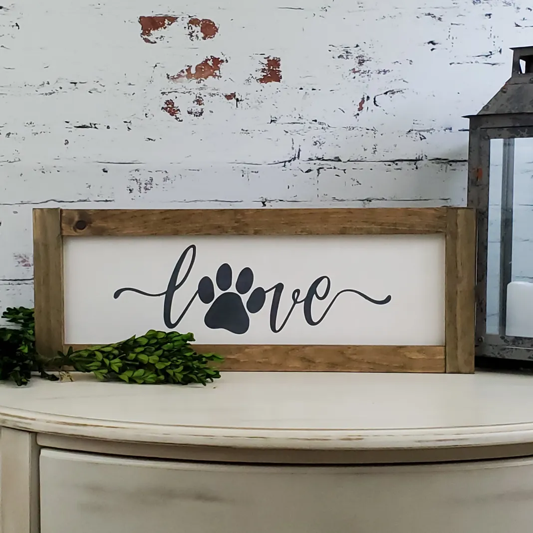 Farmhouse Signs | Love Paw Print | 2 Feet Long